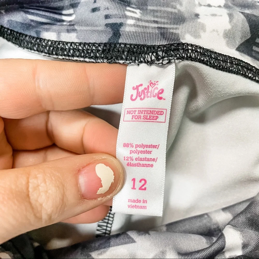 Justice Gray Patterned “Strong” Capris Active Legging Girls Size 12